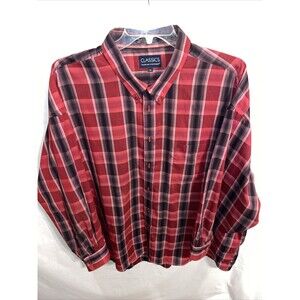 Falcon Bay Sportswear Dress Shirt Mens Size 3X Red Striped Button Up Long Sleeve